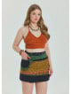 Snap Front Pocket Patchwork Wrap Green Plus Size Skirt 4688